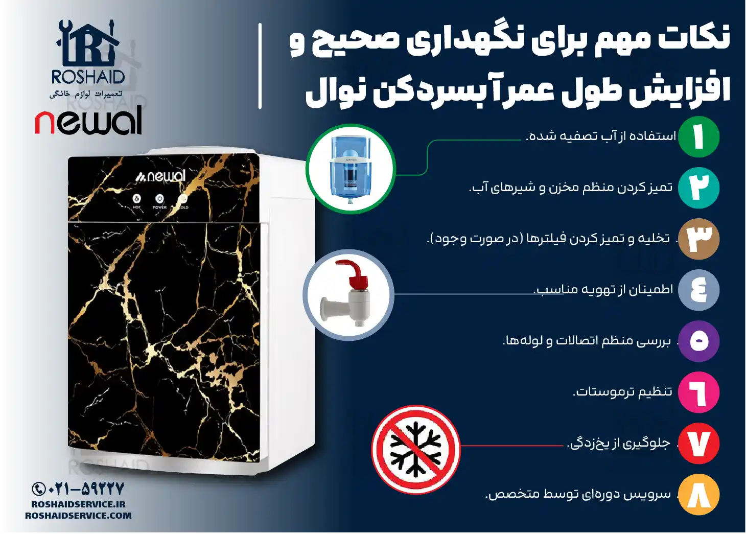 نکات مهم برای نگهداری صحیح و افزایش طول عمر آبسردکن نوال Newal